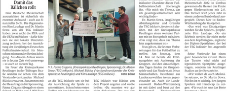 SPENDENÜBERGABE DM FUßBALL ID KREISSPARKASSE REUTLINGEN